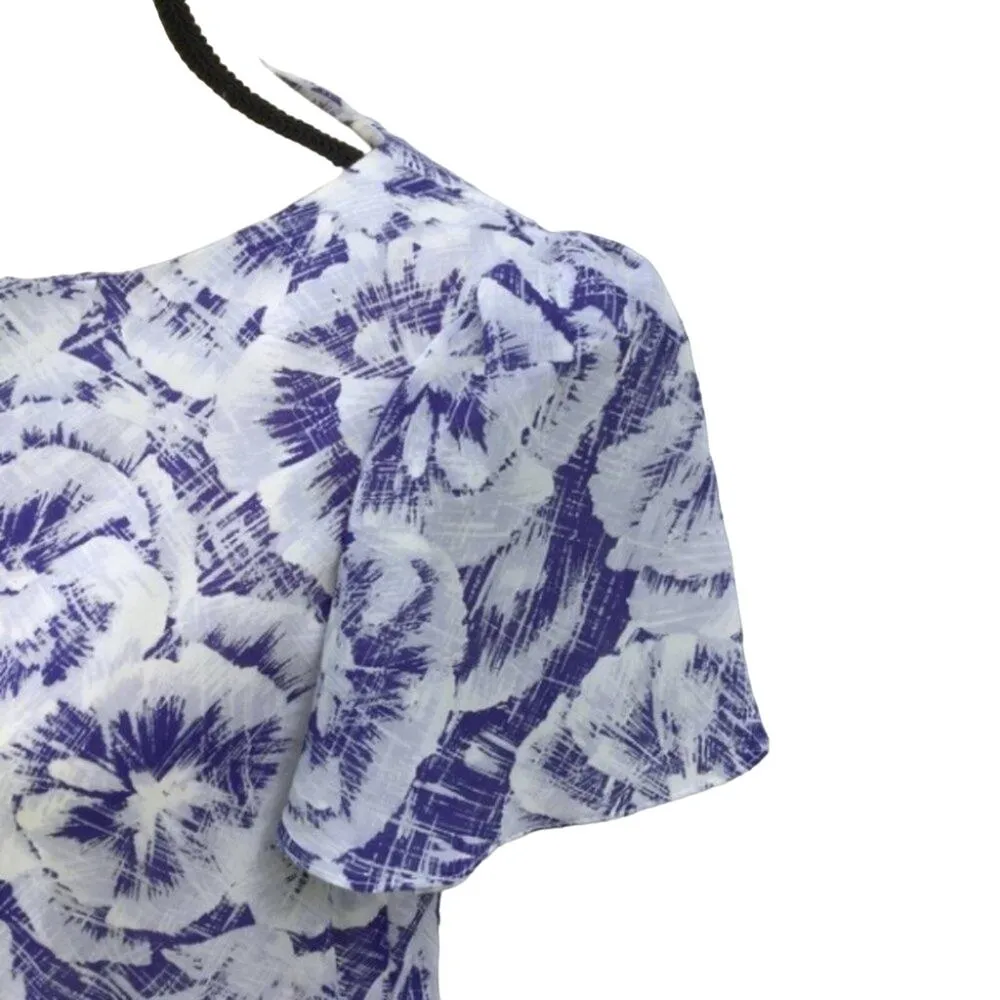 New Raves Vintage Size 3/4 Blue Floral Maxi Long Dress Periwinkle Flowy Chic - Image 12