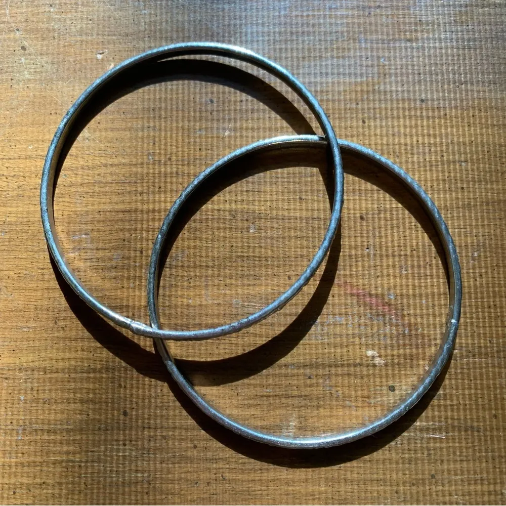 Silver Bangle Bracelets Set of 2 - Image 3