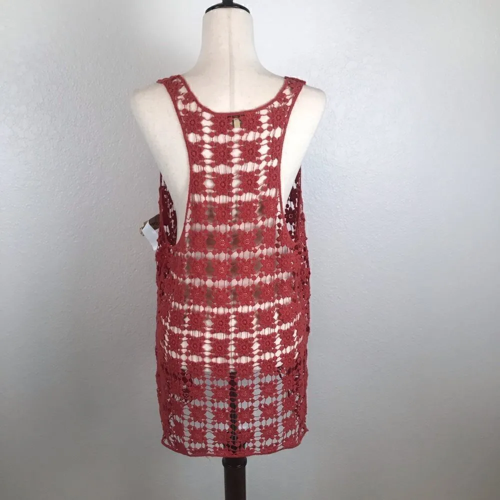 Democracy BoHo crocheted tunic tank XL - Image 4