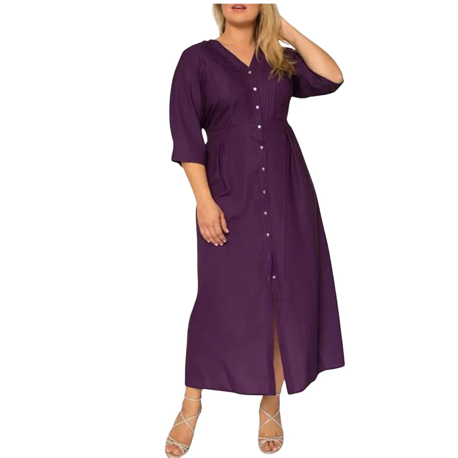 standards & practices Maxi Shirt Dress Deep Purple Plus Size 1X - Image 9