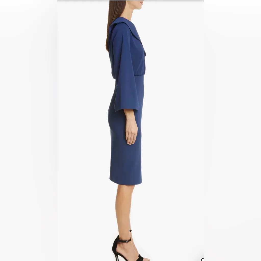 Badgley Mischka Navy Asymmetrical One-Shoulder Long Sleeve Cocktail Dress Size 4 - Image 5