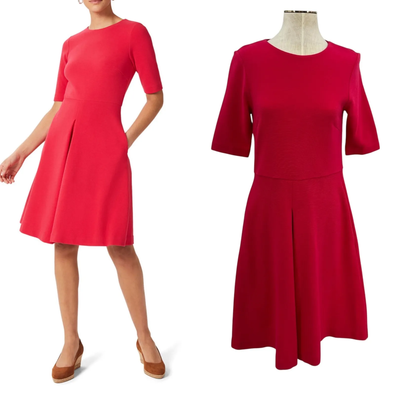 Hobbs London Lexia Dress‎ Ribbed Hot Pink Size US 6 - Image 2