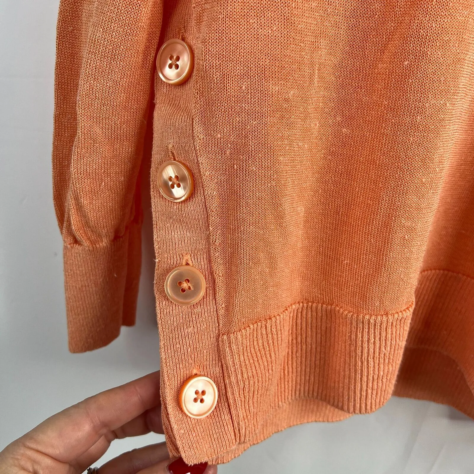 J. Crew Women's M Sweater Side Button Linen Blend V - Image 6