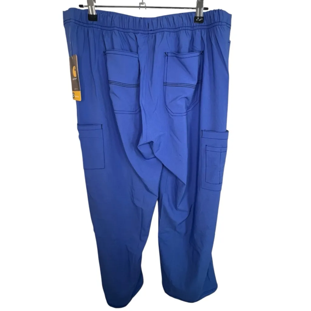 NWT Carhartt Royal Blue Cross Flex Cargo Drawstring Scrub Pants - Image 5