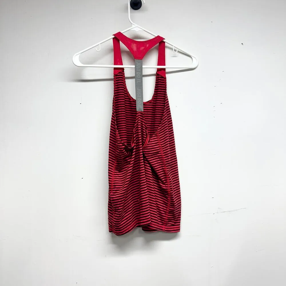 Nike Elastika Loose Tank Top Running Tennis Tee Gym Solid Red Strip Medium - Image 3