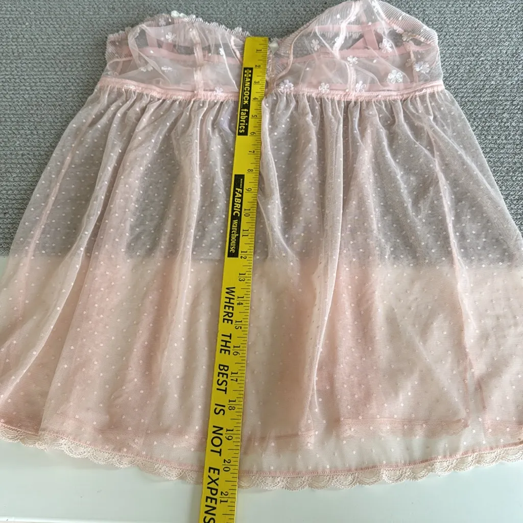 Savage X Fenty Blush Pink Daisy Babydoll Slip Embroidery Swiss Dot Sheer Mesh 1X - Image 11