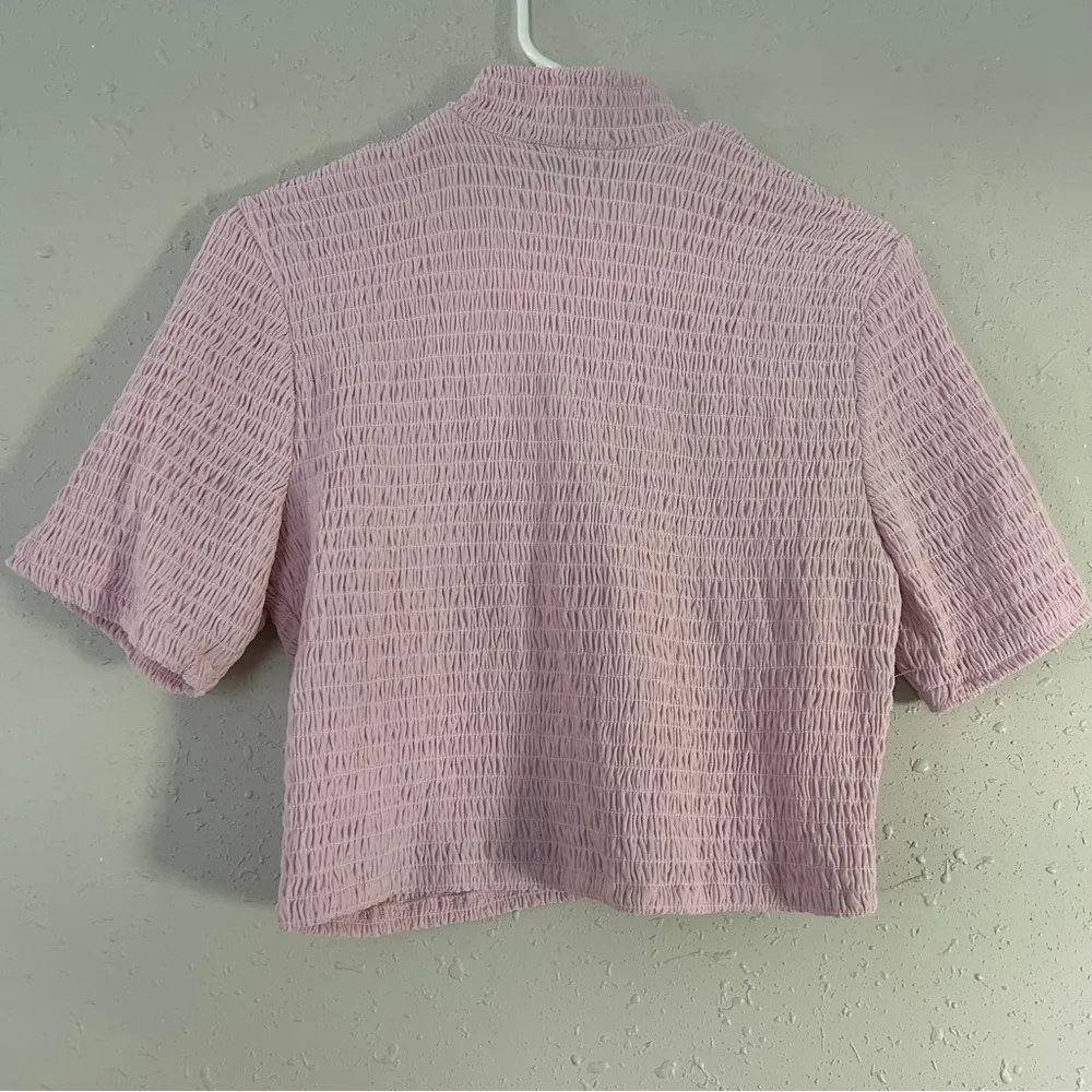 Express Pink Pastel Mockneck Crop Top Stretch Casual Barbie Barbiecore Large - Image 4