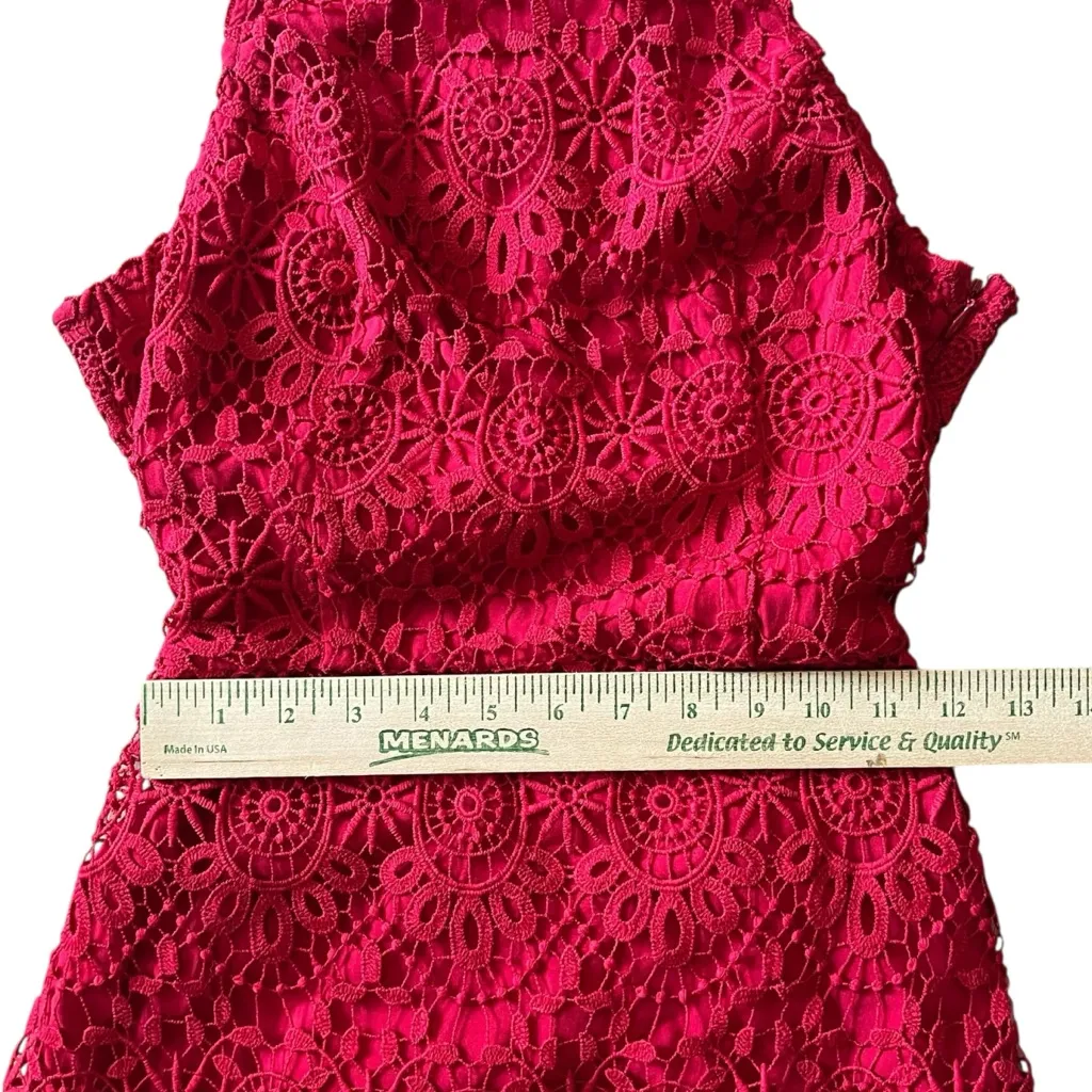 Hollister Women’s‎ S Red Lined Lace Sleeveless Fit Flare Dress Open Back Cut Out - Image 9