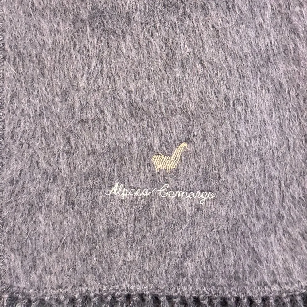 Alpaca Camargo Scarf Gray Long Solid Wool Fringed Neck Scarf Soft Cozy Warm - Image 3