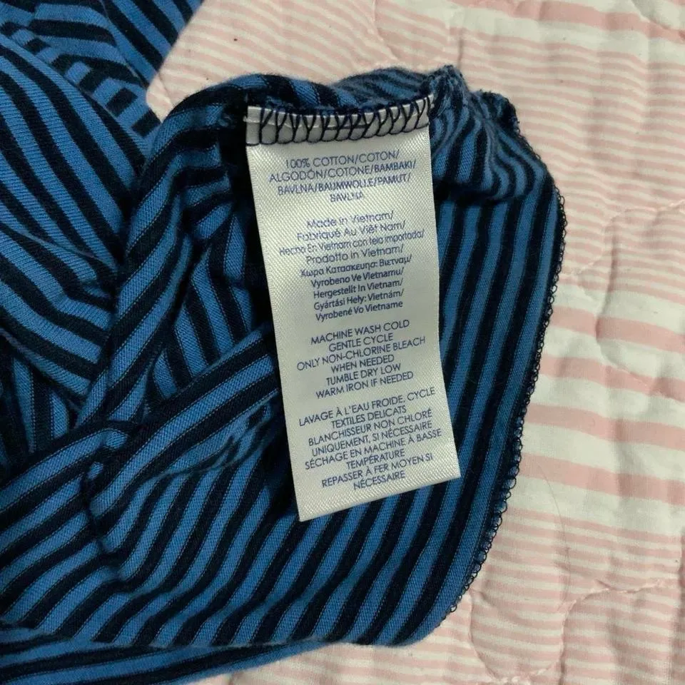 Chaps Navy Striped Ruffle Blouse - Image 5