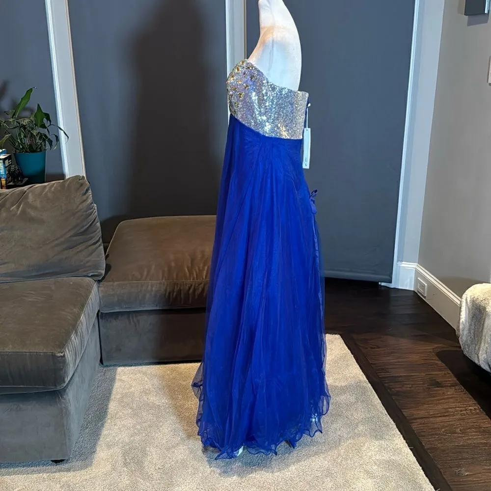 Women’s Blue Full Length Sparkly Tulle & Sequined Prom Party Dress Size L NWT Size L - Image 6