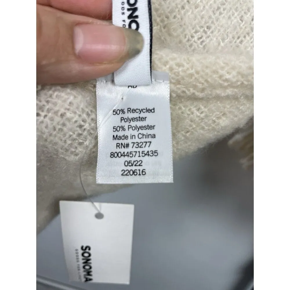 Sonoma Neutral‎ Plaid Good For Life Slub Yarn Boucle Yarn Triangle Scarf - Image 5