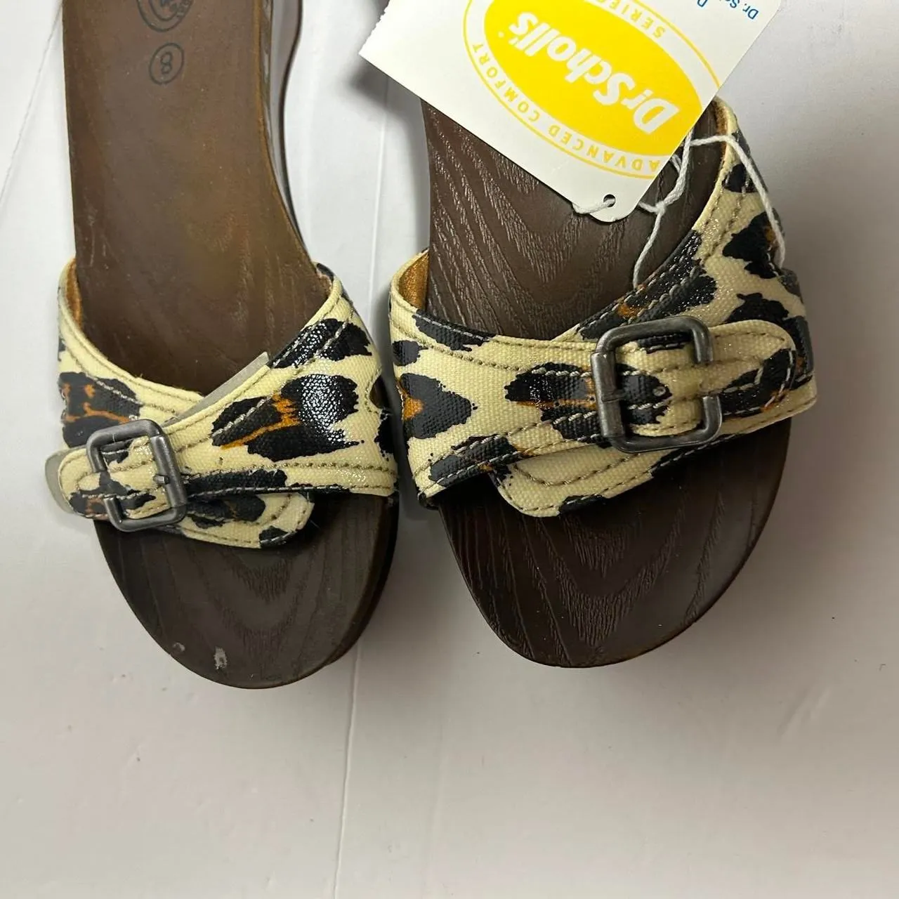 2012 Dr. Scholl's sandals Cheetah print faux wood wooden sandals size 8 Brown - Image 2