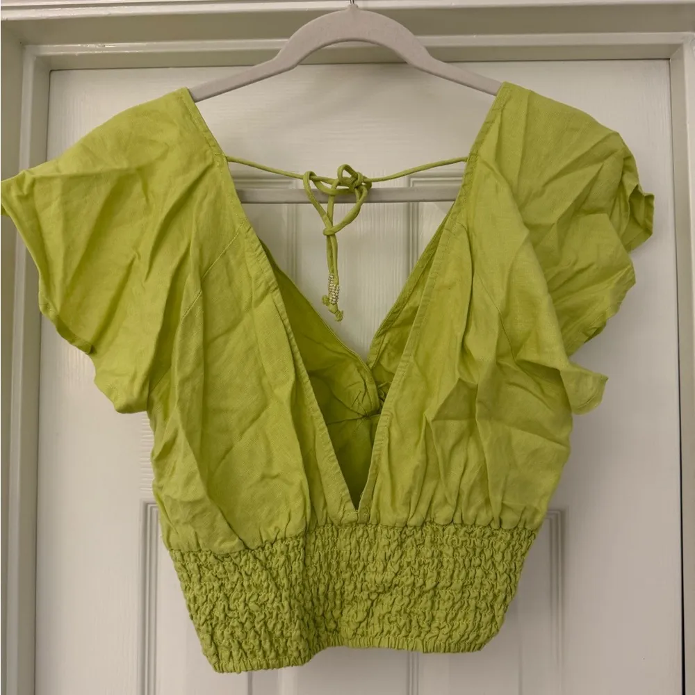 Anthropologie Lime Green V Neck Top - Image 2