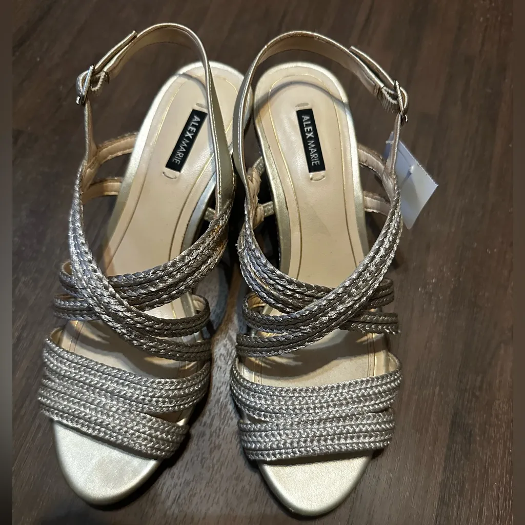 Alex Marie shoes, strappy wedge sandals, champagne , size 7.5 - Image 2