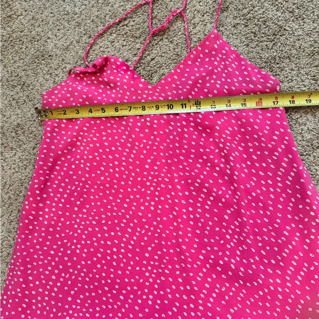 Zula Hot Pink Polka Dot Y2K BohoChic Festival Party Ruffle Hem Mini Dress Medium - Image 7