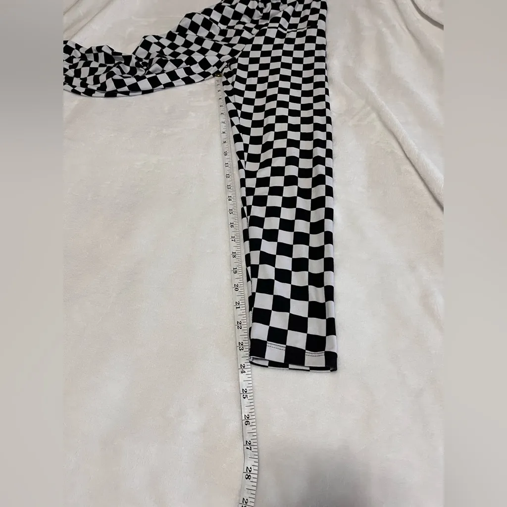 EYE CANDY Black & White Checkered Soft Leggings Gameday Racing Sz S EUC - Image 6