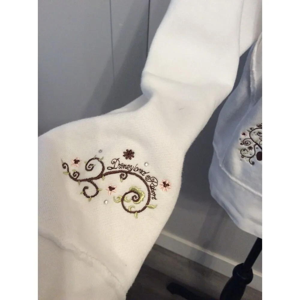 DISNEYLAND Disney White Full front Hoodie Minnie Embroidered Bling Large L - Image 4