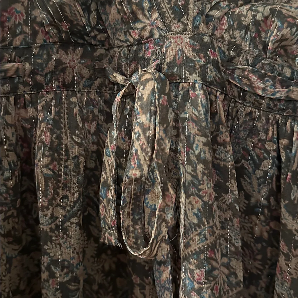 Lucky Brand Floral Paisley Lurex V-Neck Dress L - Image 5