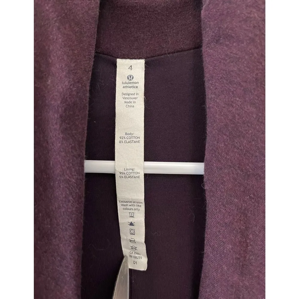 Lululemon That's a Wrap Heathered Bordeaux Drama Button Jacket Size 4 Small - Image 9