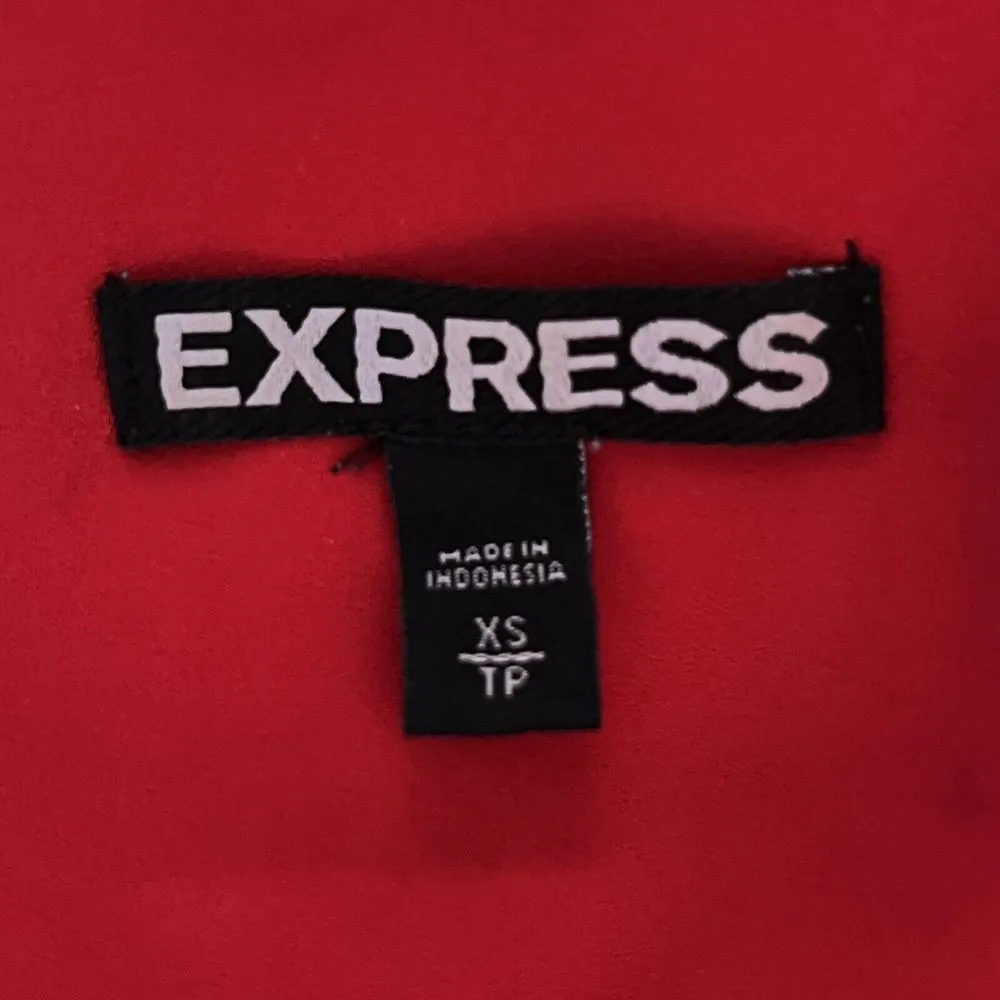 Express Shirt Womens XS Red Popover Ruffle Sleeve Office Career Casual Versatile - Image 7