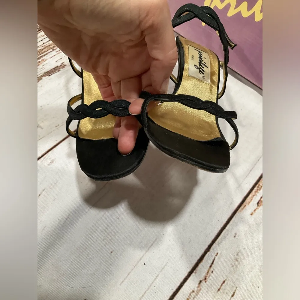 VINTAGE PRIVILEGE BLACK STRAPPY SANDALS Size 6.5 - Image 6