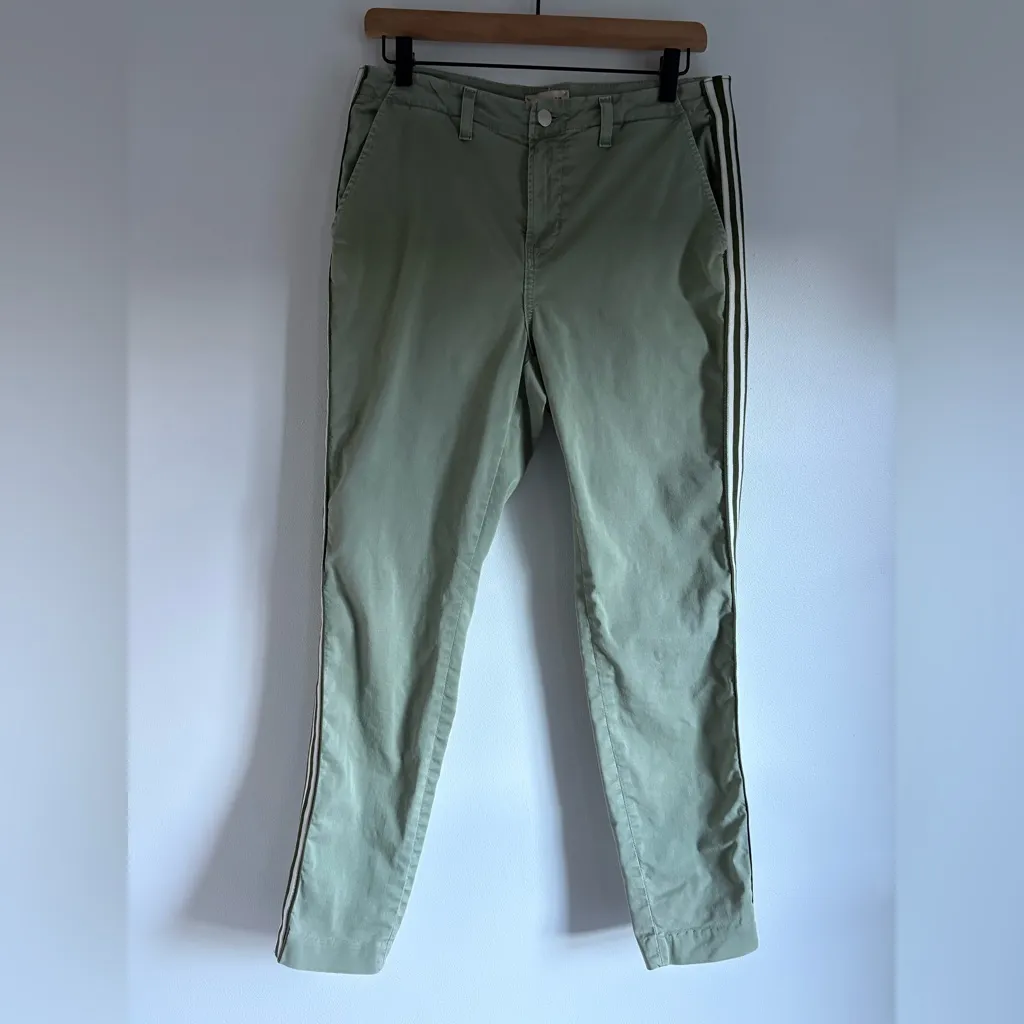 L'Agence Jem Brigade Denim Cropped Trouser Side Stripe Pants in green Size 27 - Image 3