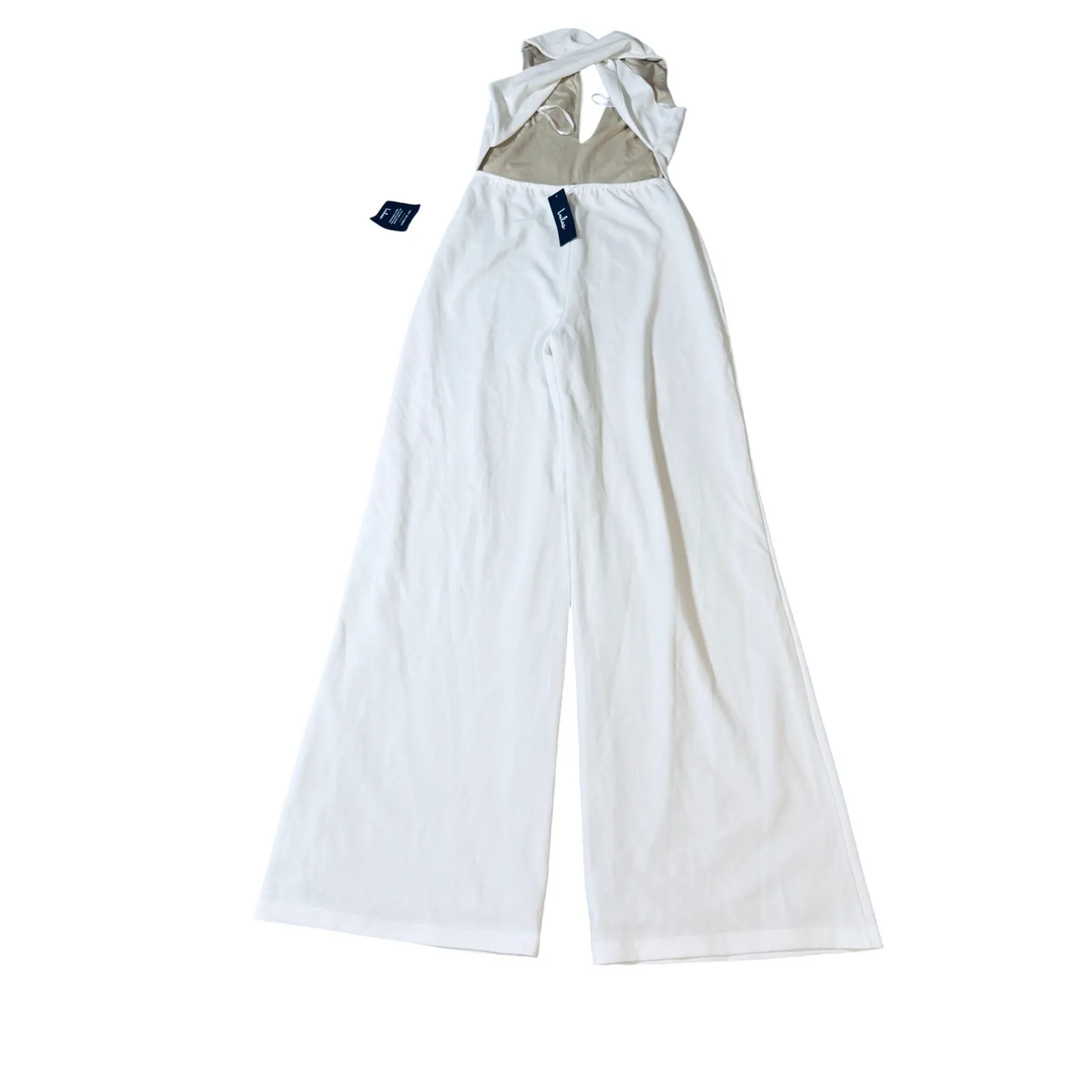 NWT Lulus Size Medium Thinking Out Loud White Backless‎ Jumpsuit White Edgy - Image 14