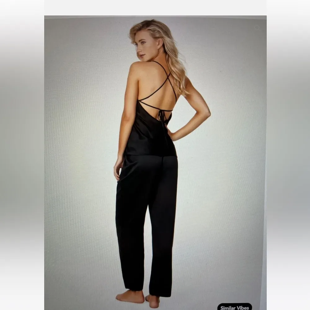 Frederick's of Hollywood Summer Lattice Lacing Pajama Set Satin Plus Size3X NWT - Image 2