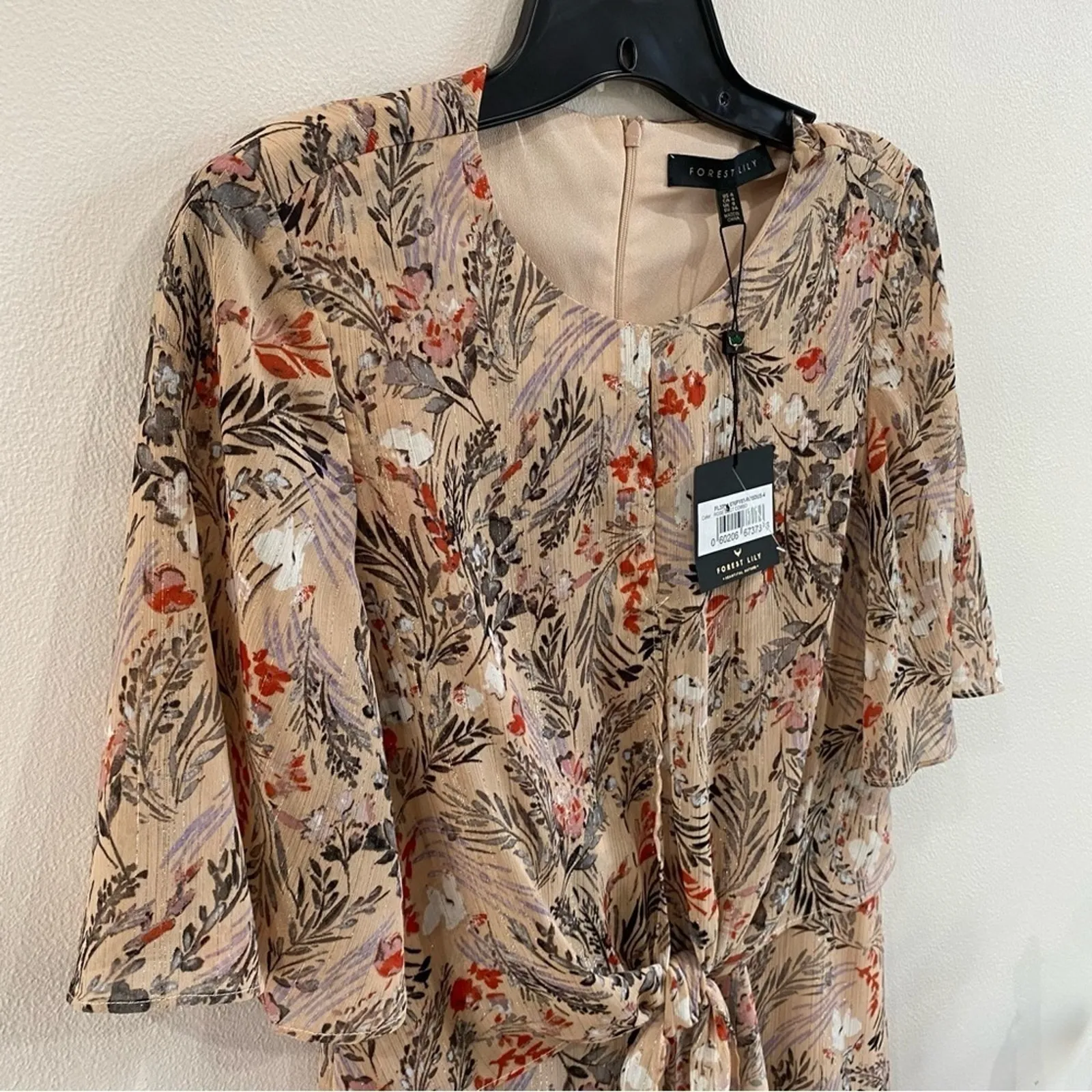 Forest Lily Knot Waist High Low Hem Dress Size 4 Floral Ruffle Summer Wedding Pink - Image 7