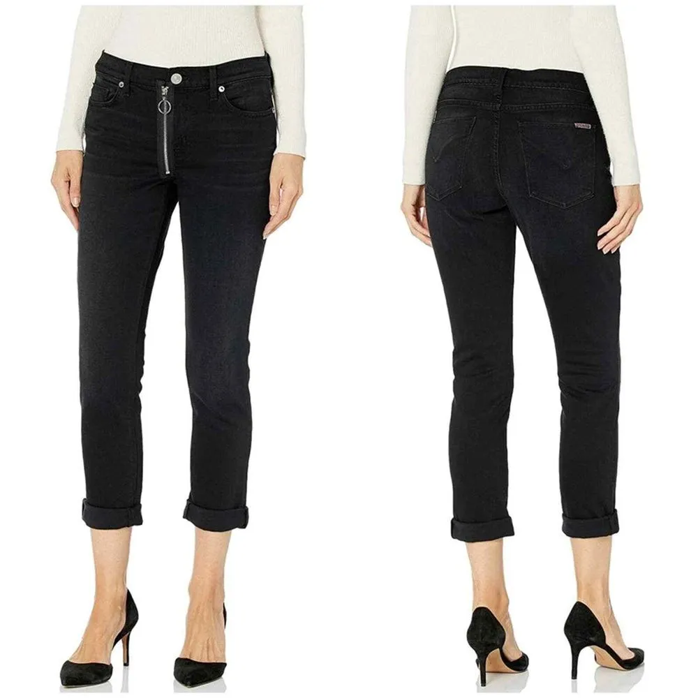 Hudson Riley Crop Relaxed Straight Jeans Exposed Zipper‎ In LOWB Size 26 - Image 2