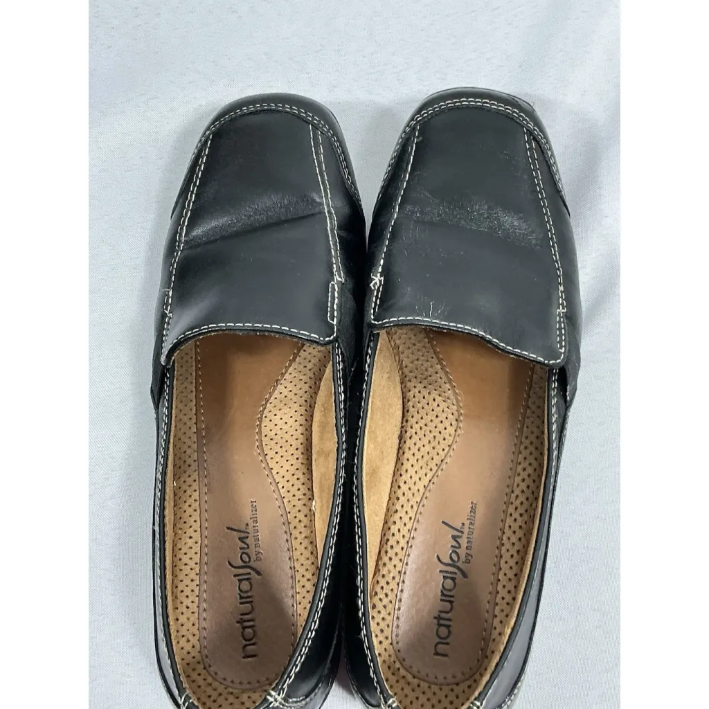 womans natural soul by naturalizer Slipon Loafers 8M Black Square Toe - Image 5