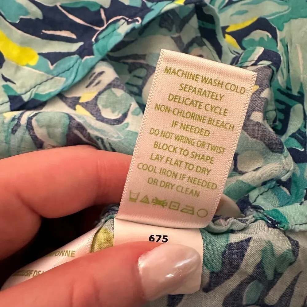 Lilly Pulitzer blue floral long sleeve top size S - Image 8