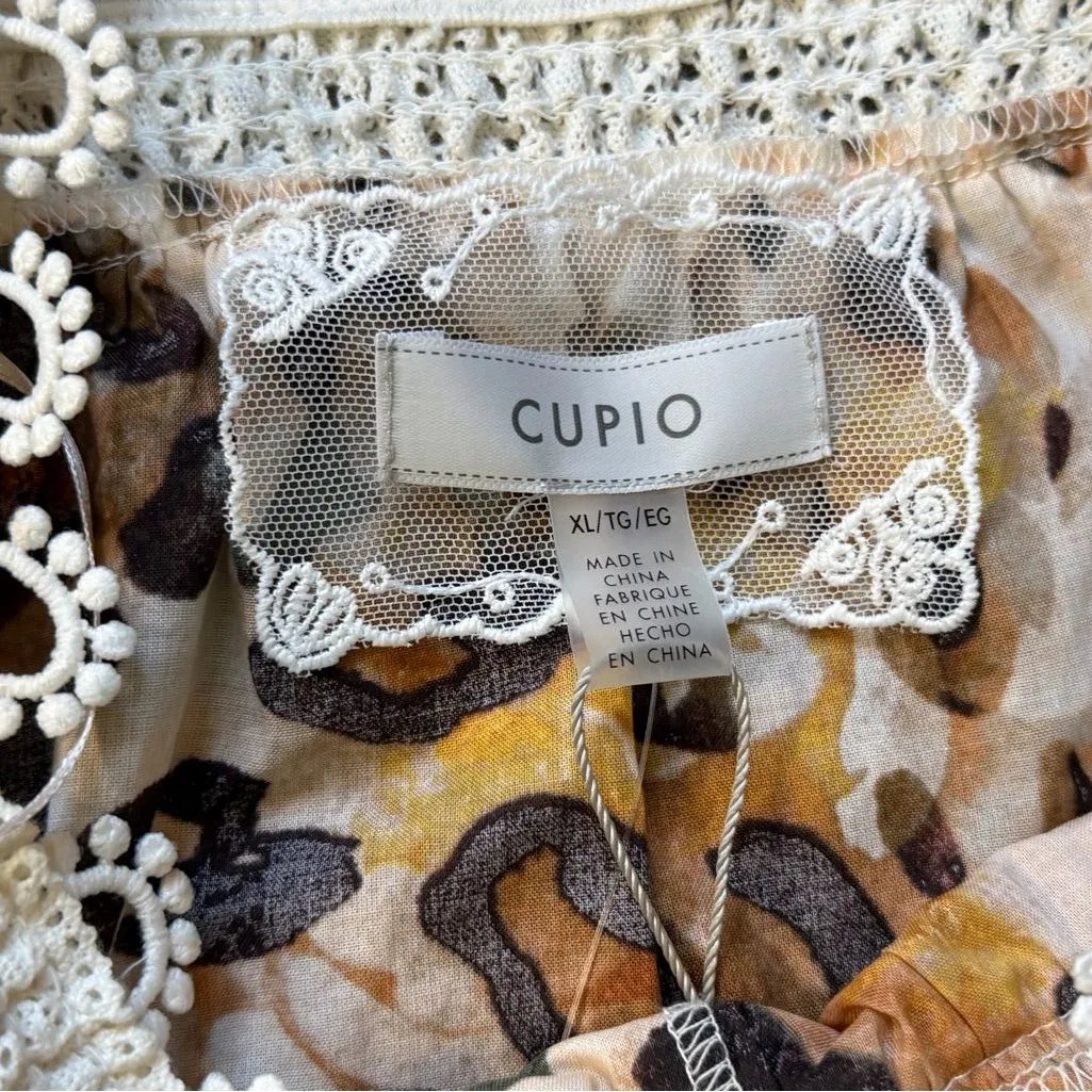 Cupio Leopard Print Blouse with Lace Trim 3/4 bell sleeves Size XL NWT - Image 10