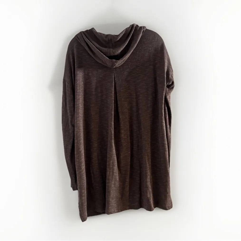 J Jill Cardigan Hoodie Sweater Size Large Brown Linen Blend‎ Button Down Pockets - Image 10
