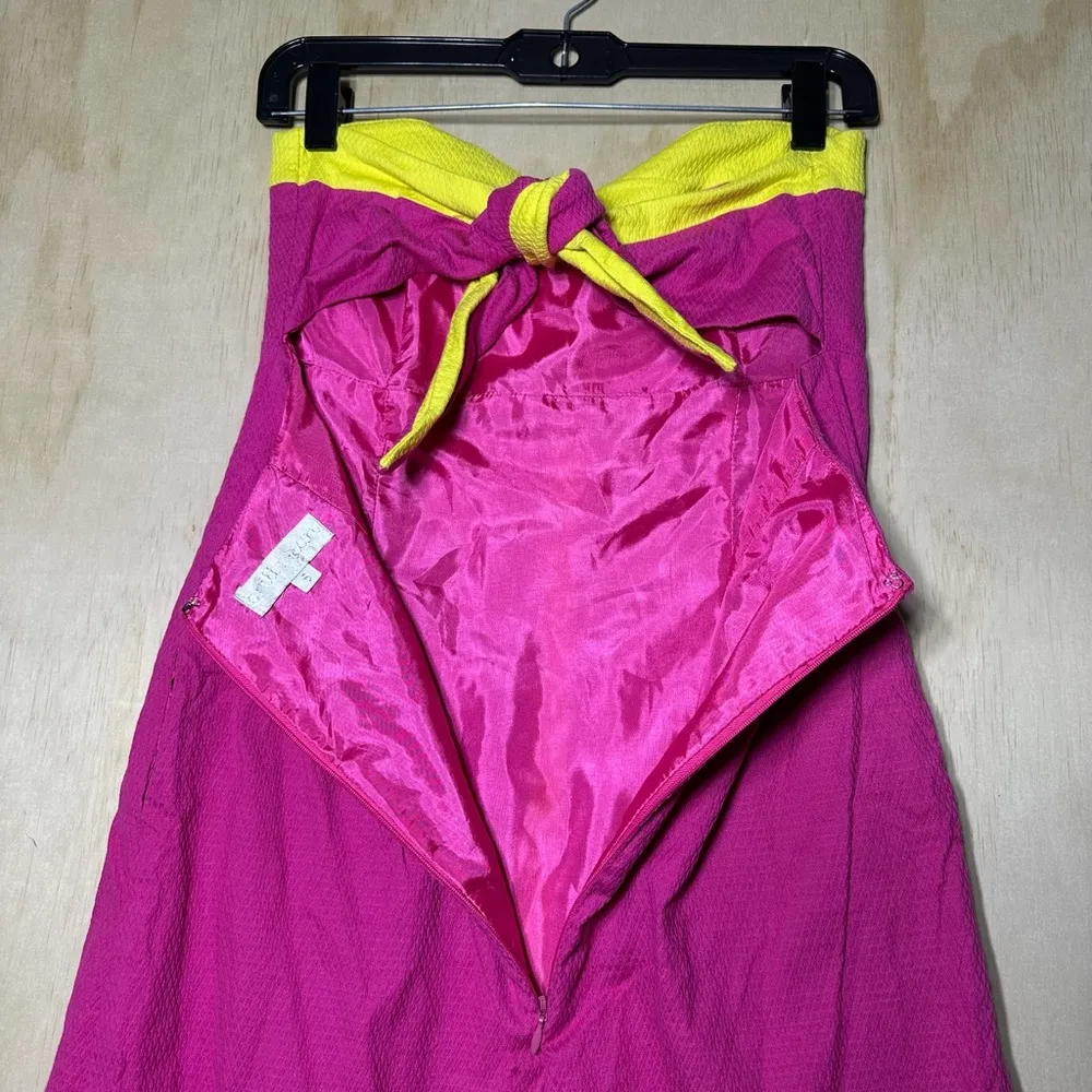 Britt Ryan Strapless Dress Pink And Yellow Size 6 Colorful - Image 6
