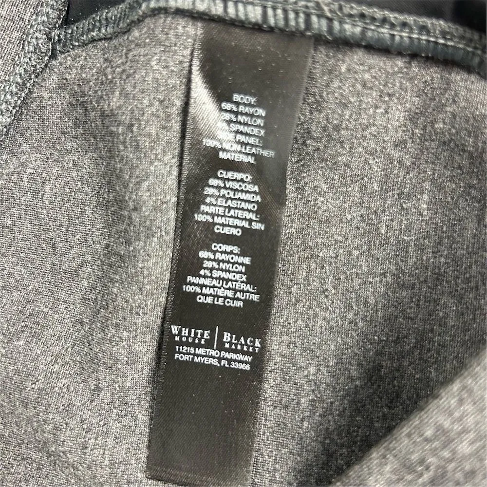 White House Black Market Women's Gray Leggings Size M black tuxedo stripe sides - Image 6