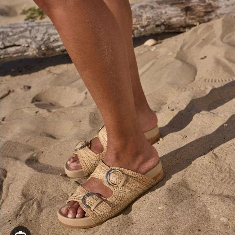 Dolce Vita Ralli Natural Multi Crochet Knit Buckle Slide Sandals Size 6 - Image 9