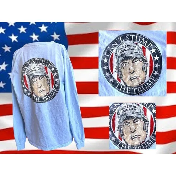 Can't Stump Trump Long Sleeve T Shirt Large Comfort Colors Blue Inaugura… - Image 2