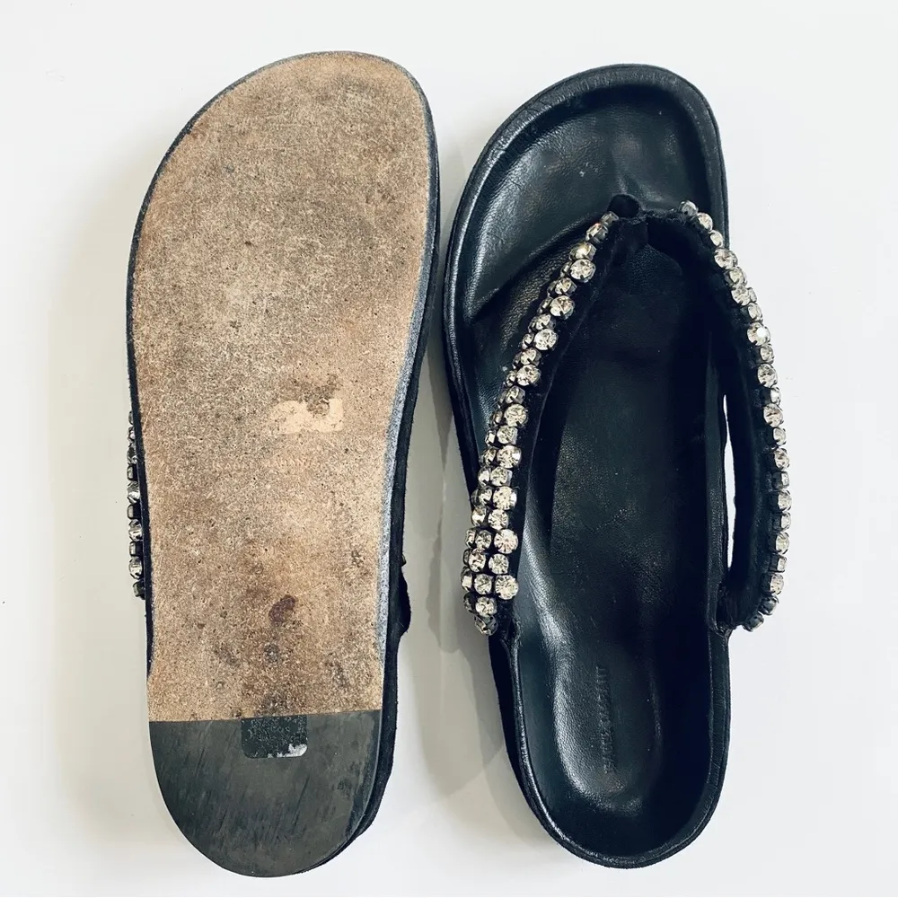 Isabel Marant rhinestone suede leather thong sandals - Image 4