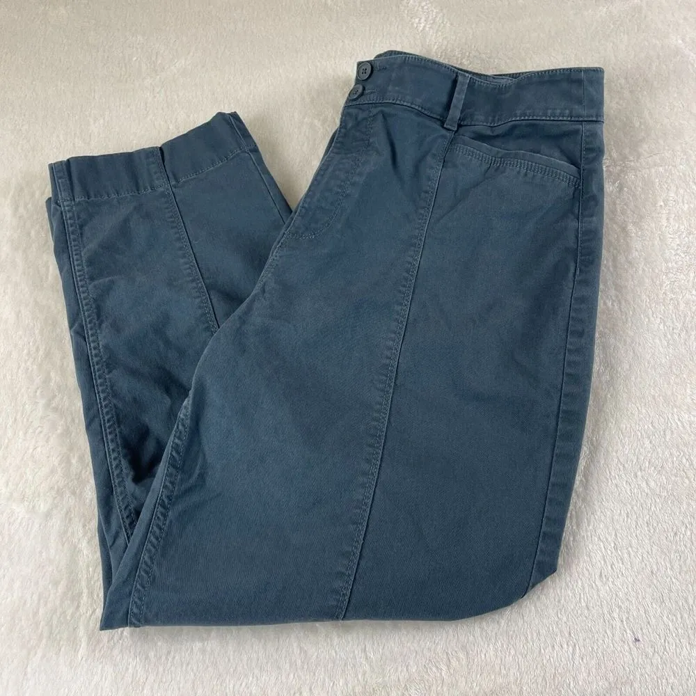 Loft Outlet High Rise Straight Leg Pants Womens 14 Blue Front Seam Stretch SHORT - Image 5