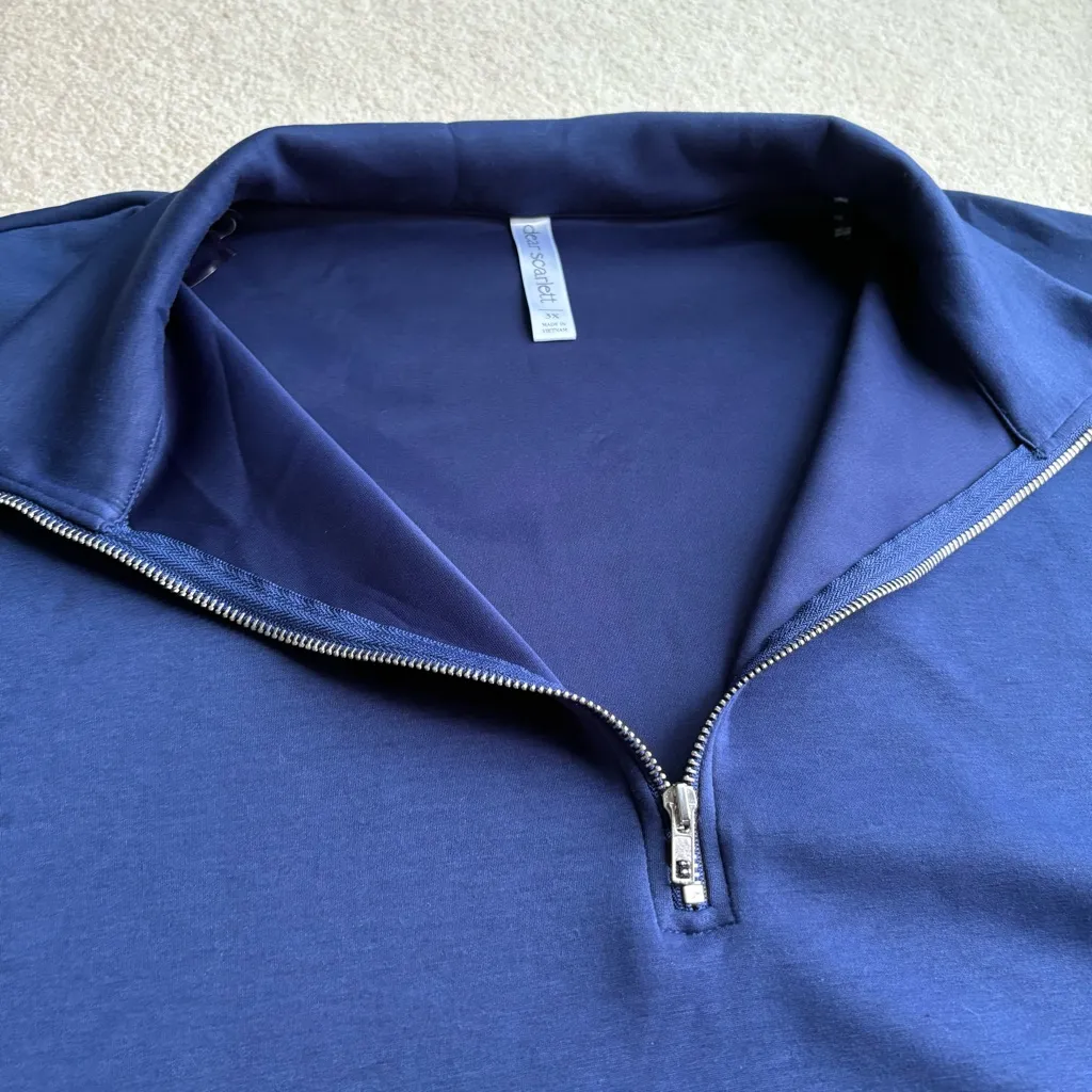 Dear Scarlett Deep Blue Top with Zip Detail - Image 4