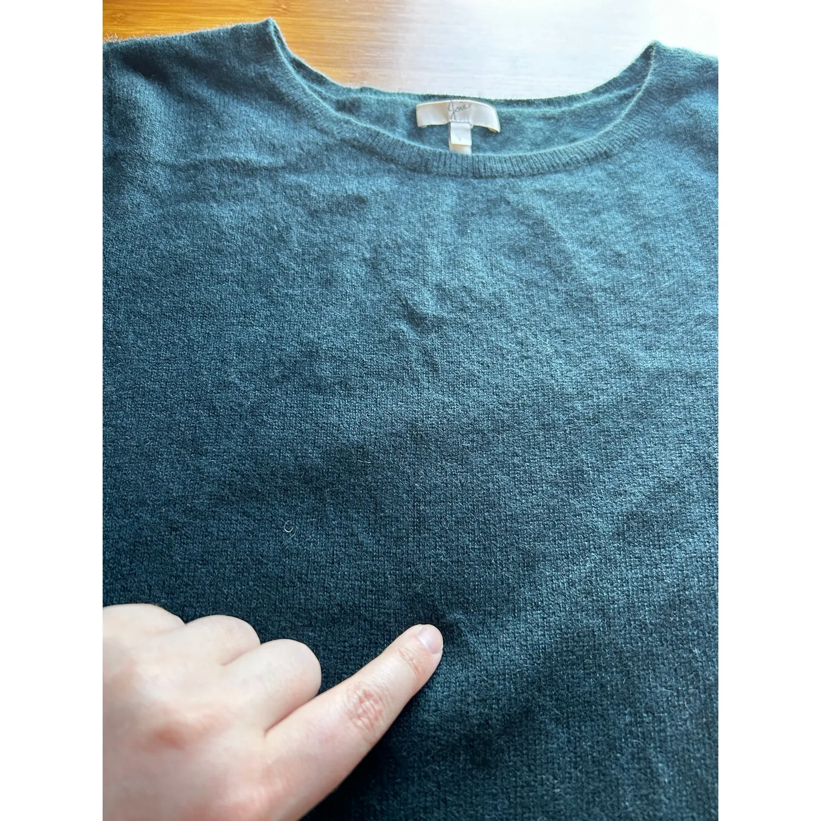 Joie Cashmere Oversize Asymmetric Hem Dark Forest Green Sweater - Image 2