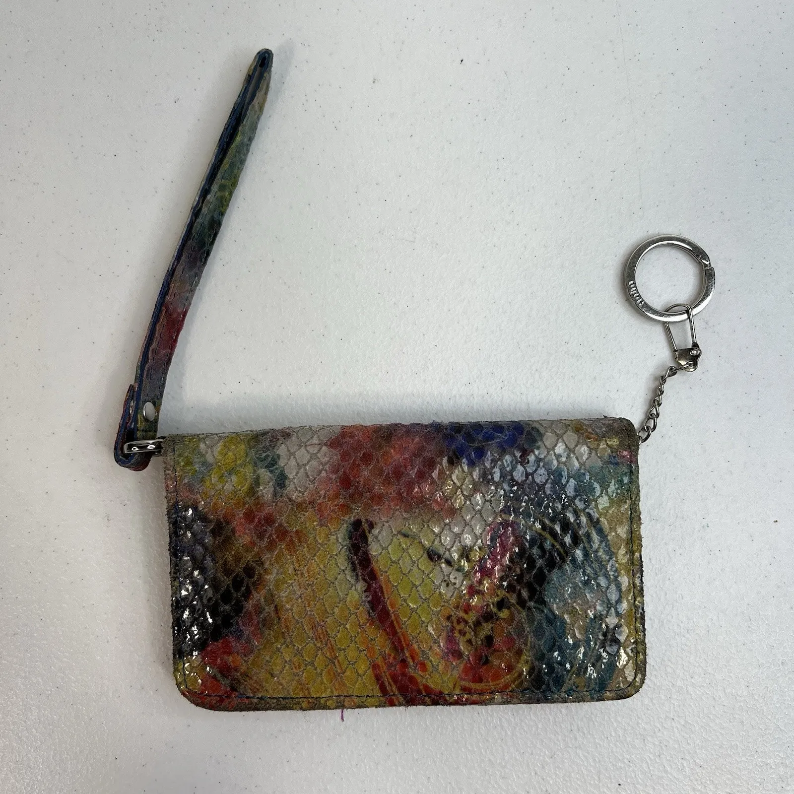 Hobo International Wristlet Key ID Holder Fold Over Snap Snakeskin Embossed - Image 2