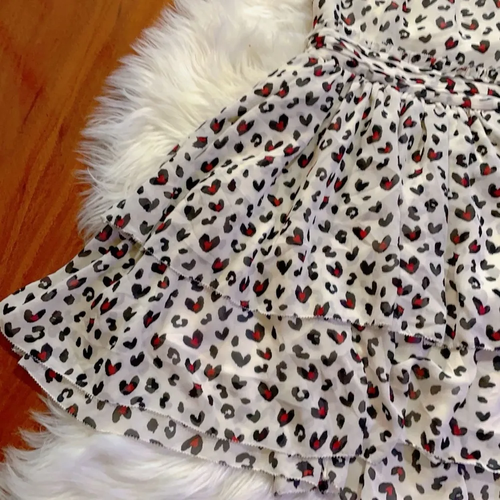 J.ING Heart Print Mini Cold Shoulder Dress White Size XS - Image 3