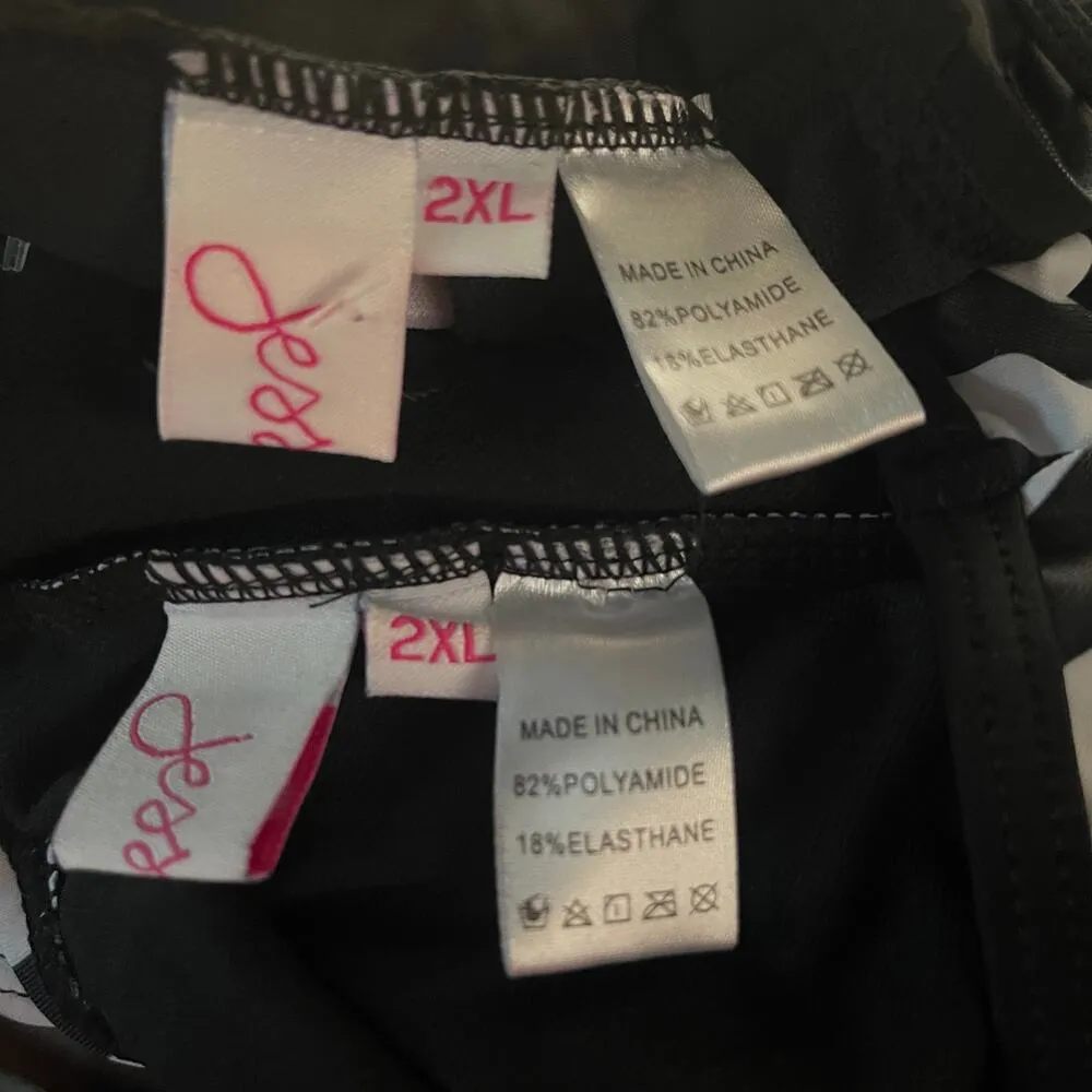 Jess Lea Striped High Waist Bikini Set Size 2X New With Tags Black - Image 2