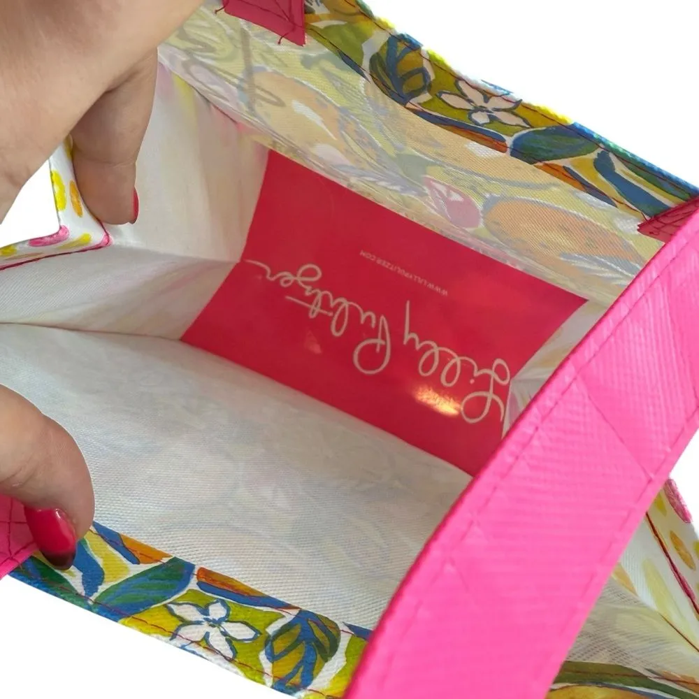 Lilly Pulitzer‎ Citrus Print Tote Pink Yellow Green Reusable Shopping Market Bag - Image 4