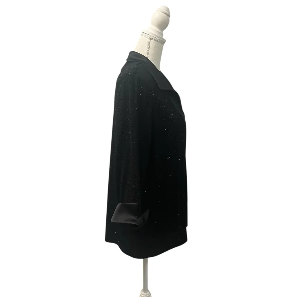Vintage R&M Collection Black Sparkly Open Cardigan w/Built In Tank L U.S.A. Made Size L - Image 5