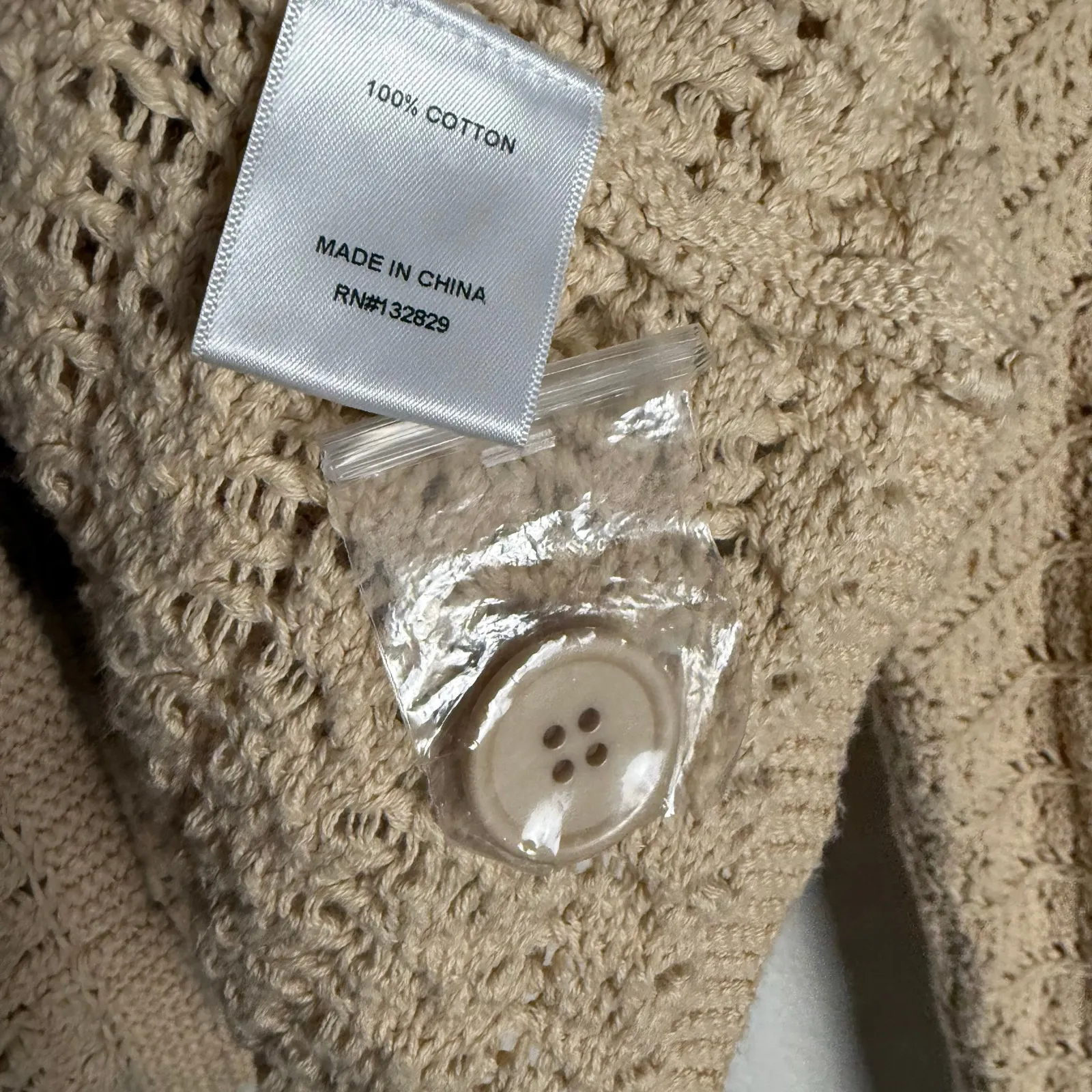 Tularosa Fabiana Beige Button Cardigan Sweater Shorts Crochet Knit Set S - Image 11