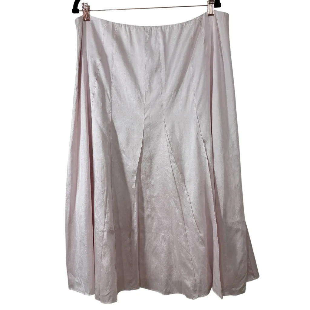 EILEEN FISHER NWT Yarn Dyed 100% Silk Dupioni Curved Panel Skirt Opal XL - Image 3